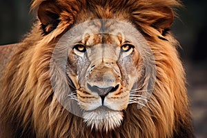 African male lion headshot looking into camera.