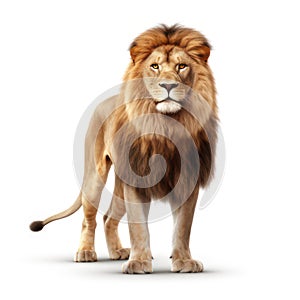 African male lion isolated on white created with Generative AI
