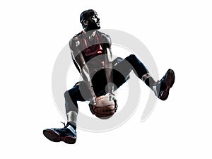 African man basketball player jumping silhouette