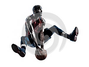 African man basketball player jumping silhouette