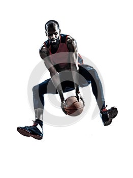 African man basketball player jumping silhouette