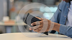 African Man Checking Empty Wallet, Close Up