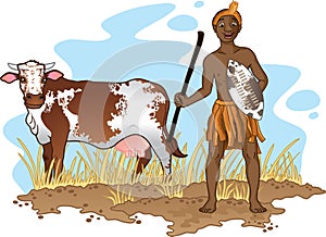 African man with cow
