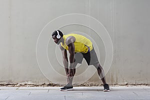 African man doing morning gymnastics