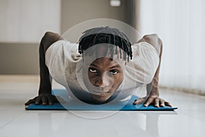 African man exercise doing push up