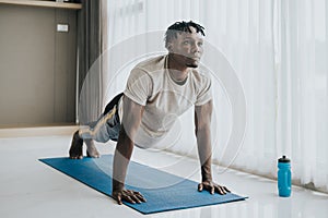 African man exercise doing push up