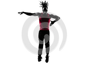 African man exercising fitness zumba dancing silhouette