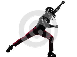 African man exercising fitness zumba dancing silhouette