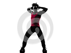 African man exercising fitness zumba dancing silhouette