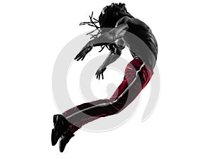 African man exercising fitness zumba dancing silhouette