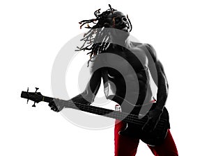 African man guitarist bassist player playing silhouette