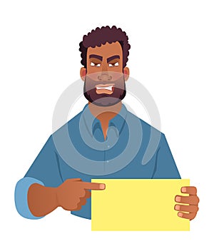 African man holding blank card