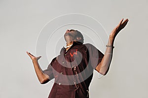 African man with open arms