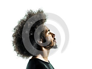 African man portrait silhouette isolated profile