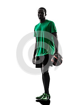 African man soccer player silhouette