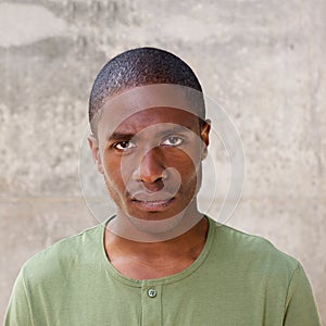 African man staring with serious expression