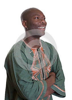 African man with traditional clothes looking sideways