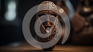 African Mask: Vray Tracing, Maori Art, Realistic Detailing, Dark Brown