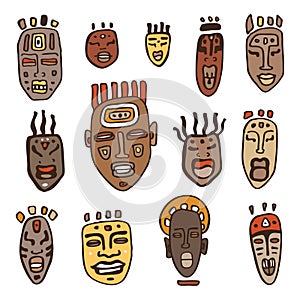 African Masks set.
