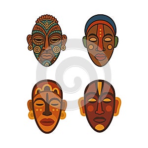 african masks set