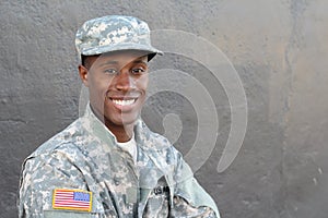 African military male smiling and laughing