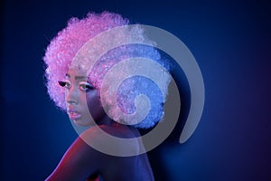 African Model In Afro Wig