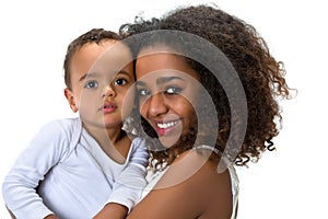 African mom with son