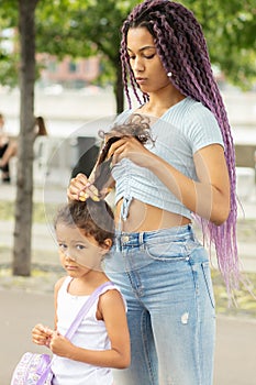 African mother and daughter spend free time together, Happy Loving Family, single parent