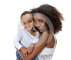 African mother with happy toddler