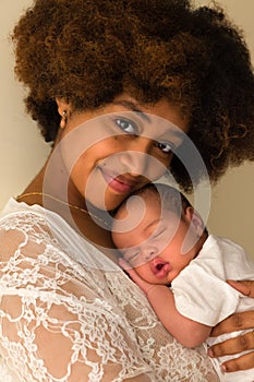 African Mother holding baby