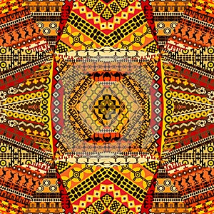 African motifs collage made of textile patchworks