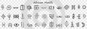 African motives and patterns doodle set