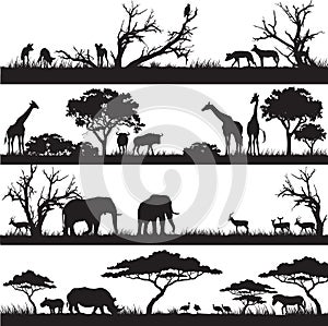 African nature silhouettes