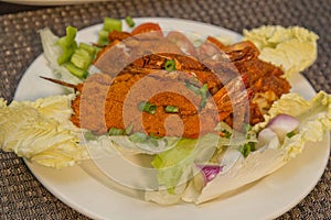 African Nigeria suya with fruit leaves