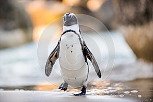 African penguin on the sandy beach