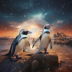 African penguins  Made With Generative AI illustration