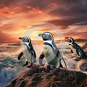 African penguins  Made With Generative AI illustration