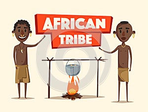 African people. Indigenous south American. Cartoon vector illustration.