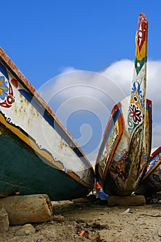 African pirogue canoes beach Dakar photo