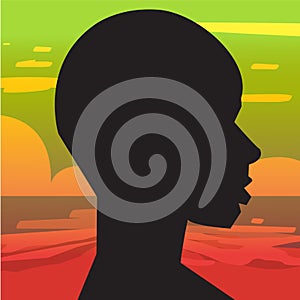 African portrait shilluate - vector