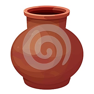 African pot, ceramic vase, craft tribal artifact in cartoon style isolated on white background. Amphora from clay,