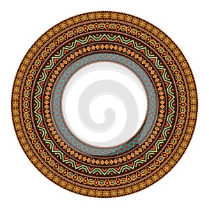 African round mandala with adinkra symbols. Antique pattern. Vector illustration.