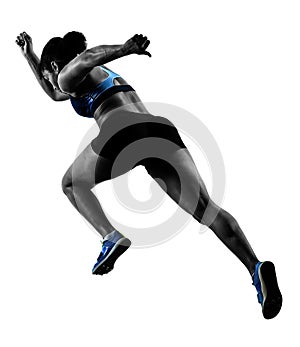 African runner running sprinter sprinting woman isolated white b