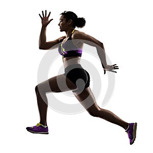 African runner running sprinter sprinting woman isolated white b