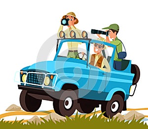 African safari adventure flat vector illustration