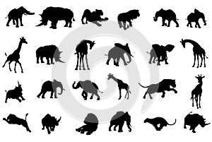 African Safari Animals Silhouettes photo