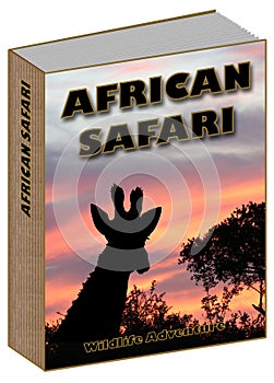 African Safari Book concept with sunset and giraffe