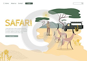 African Safari Tour Landing Page Vector Template