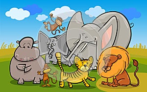 African safari wild animals cartoon illustration