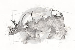 African savannah animal rhinoceros in cartoon style. Educational zoology illustration for design